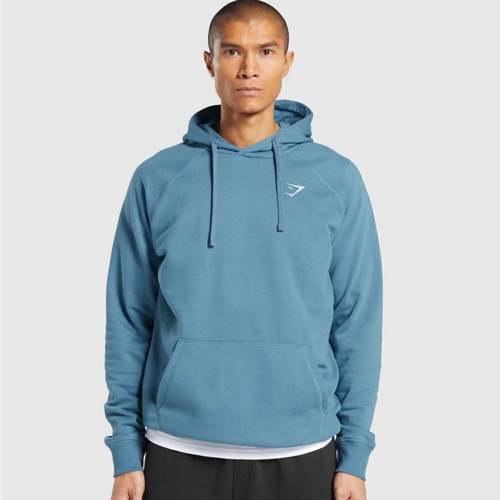 Gymshark Crest Hoodie Slim Fit Faded Blue